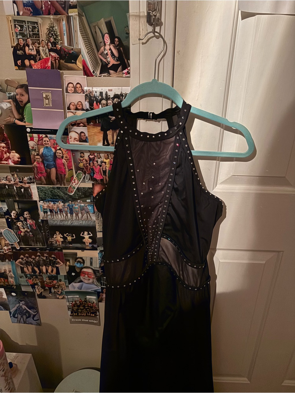 Weissman Black Studded Halter Dance Dress